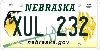 NE license plate XUL232