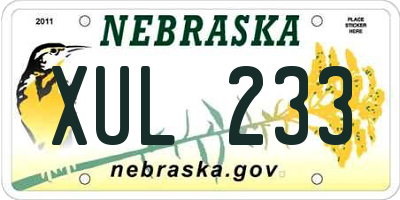 NE license plate XUL233