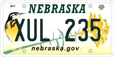 NE license plate XUL235