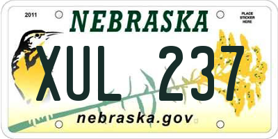 NE license plate XUL237