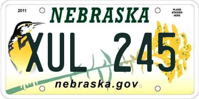 NE license plate XUL245