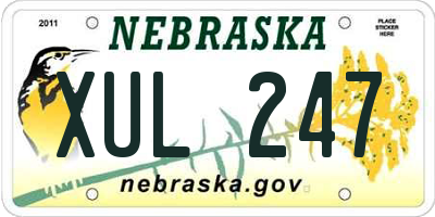 NE license plate XUL247