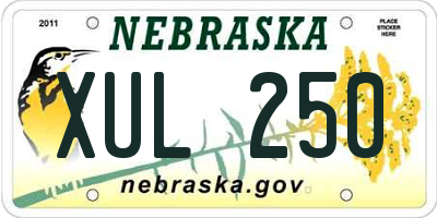 NE license plate XUL250