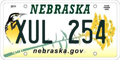 NE license plate XUL254