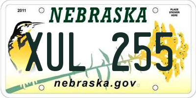 NE license plate XUL255