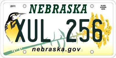 NE license plate XUL256