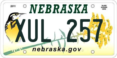 NE license plate XUL257