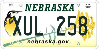 NE license plate XUL258
