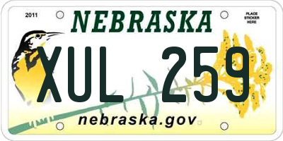 NE license plate XUL259