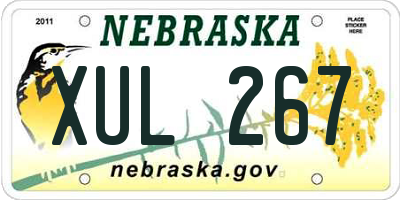 NE license plate XUL267