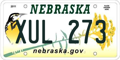 NE license plate XUL273