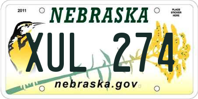 NE license plate XUL274