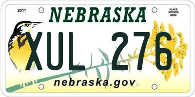 NE license plate XUL276