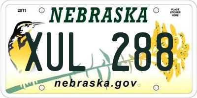 NE license plate XUL288