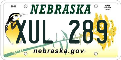 NE license plate XUL289