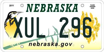 NE license plate XUL296