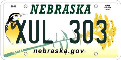 NE license plate XUL303