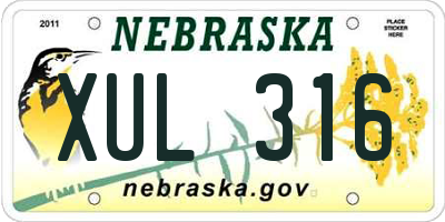 NE license plate XUL316
