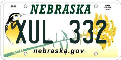 NE license plate XUL332