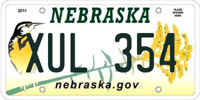 NE license plate XUL354