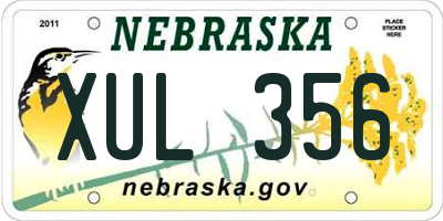 NE license plate XUL356