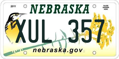 NE license plate XUL357