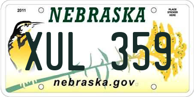 NE license plate XUL359
