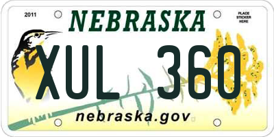NE license plate XUL360