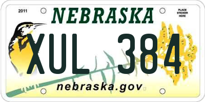 NE license plate XUL384