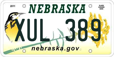 NE license plate XUL389