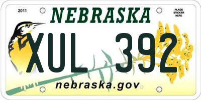 NE license plate XUL392