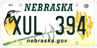 NE license plate XUL394