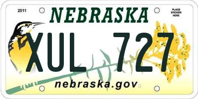 NE license plate XUL727