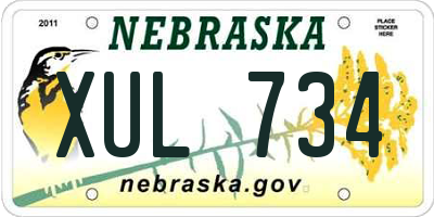 NE license plate XUL734
