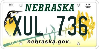 NE license plate XUL736