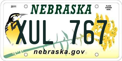 NE license plate XUL767