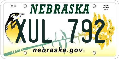 NE license plate XUL792