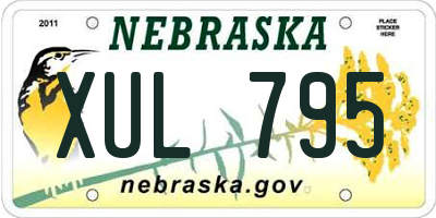 NE license plate XUL795