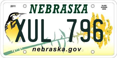 NE license plate XUL796