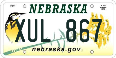 NE license plate XUL867