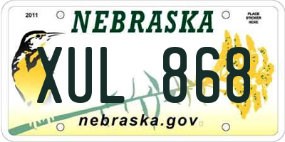 NE license plate XUL868