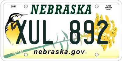 NE license plate XUL892