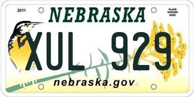 NE license plate XUL929