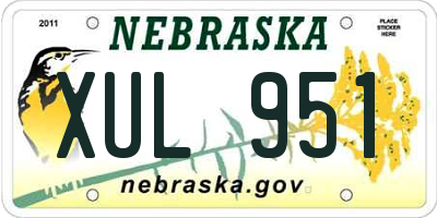 NE license plate XUL951