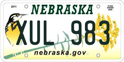 NE license plate XUL983