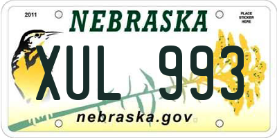 NE license plate XUL993