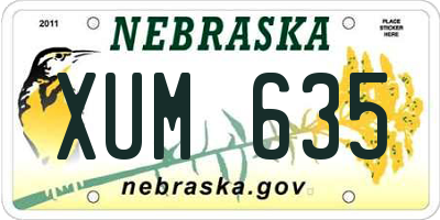 NE license plate XUM635