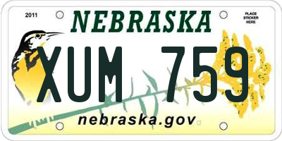 NE license plate XUM759