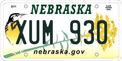 NE license plate XUM930