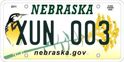 NE license plate XUN003